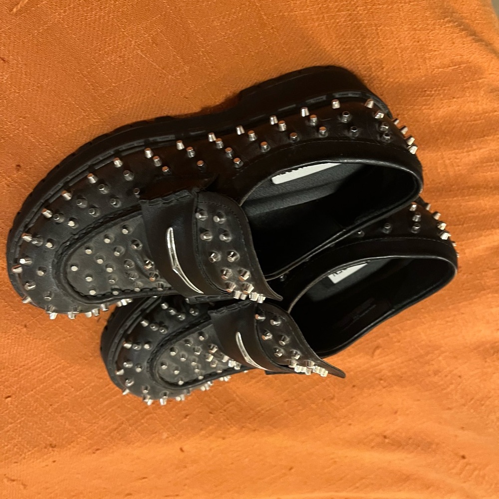 Steve Madden Black Studded Loafers